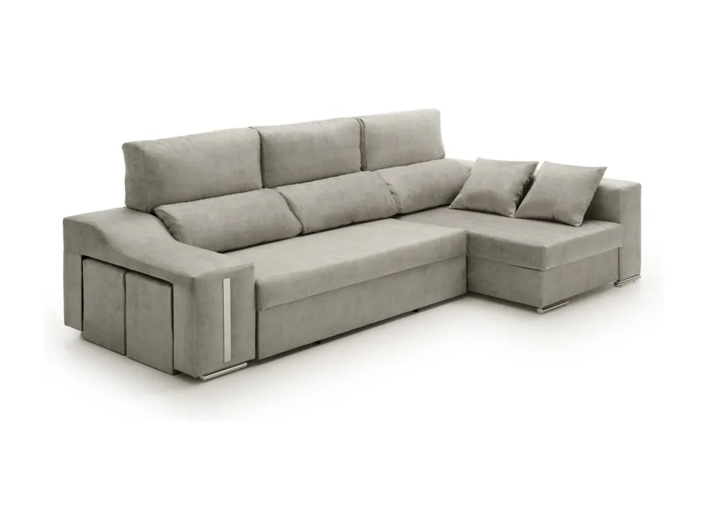 Sofa Chaise Longue Cama con Arcón y Boverdeco Gris Derecha