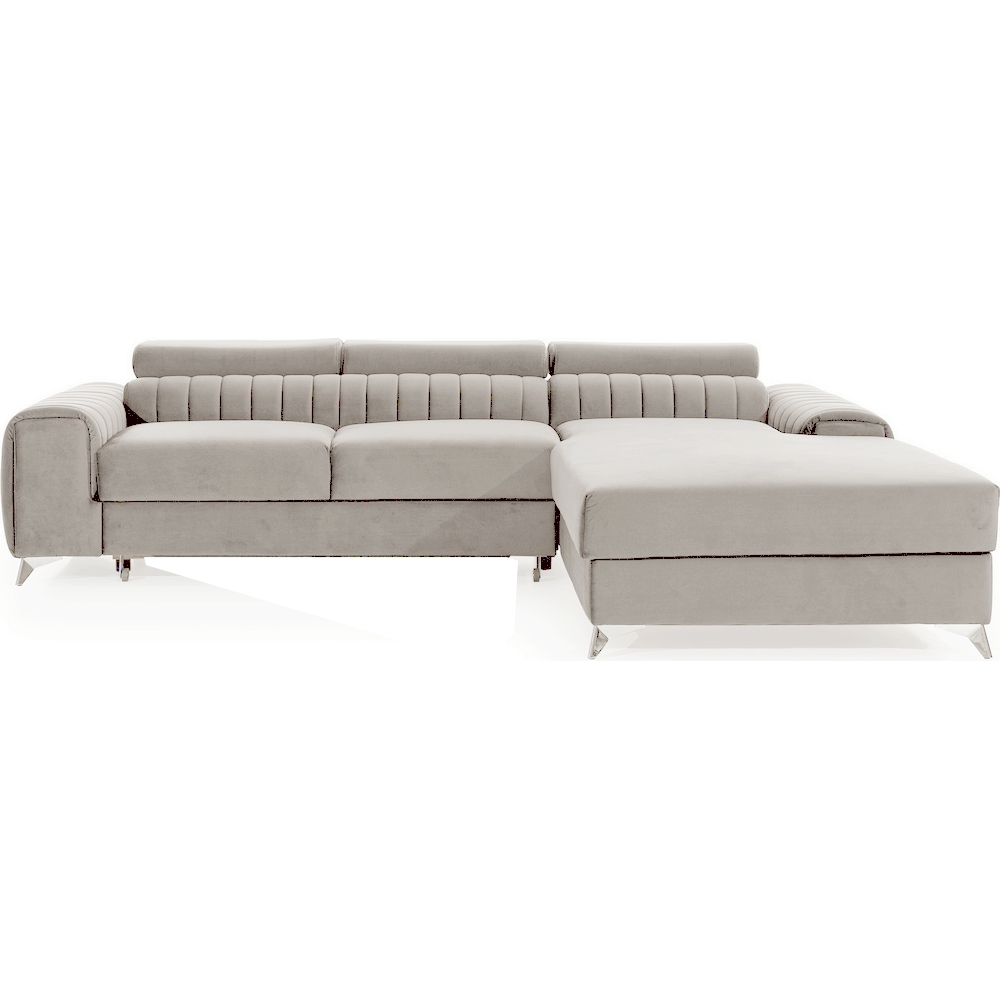 Sofá rinconero derecho convertible de 5 plazas en terciopelo beige tt3310d4