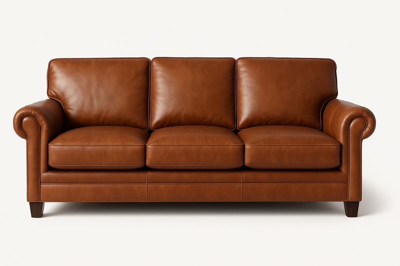 Sofá de Tres Plazas Cuero Marrón 210x90x85 cm