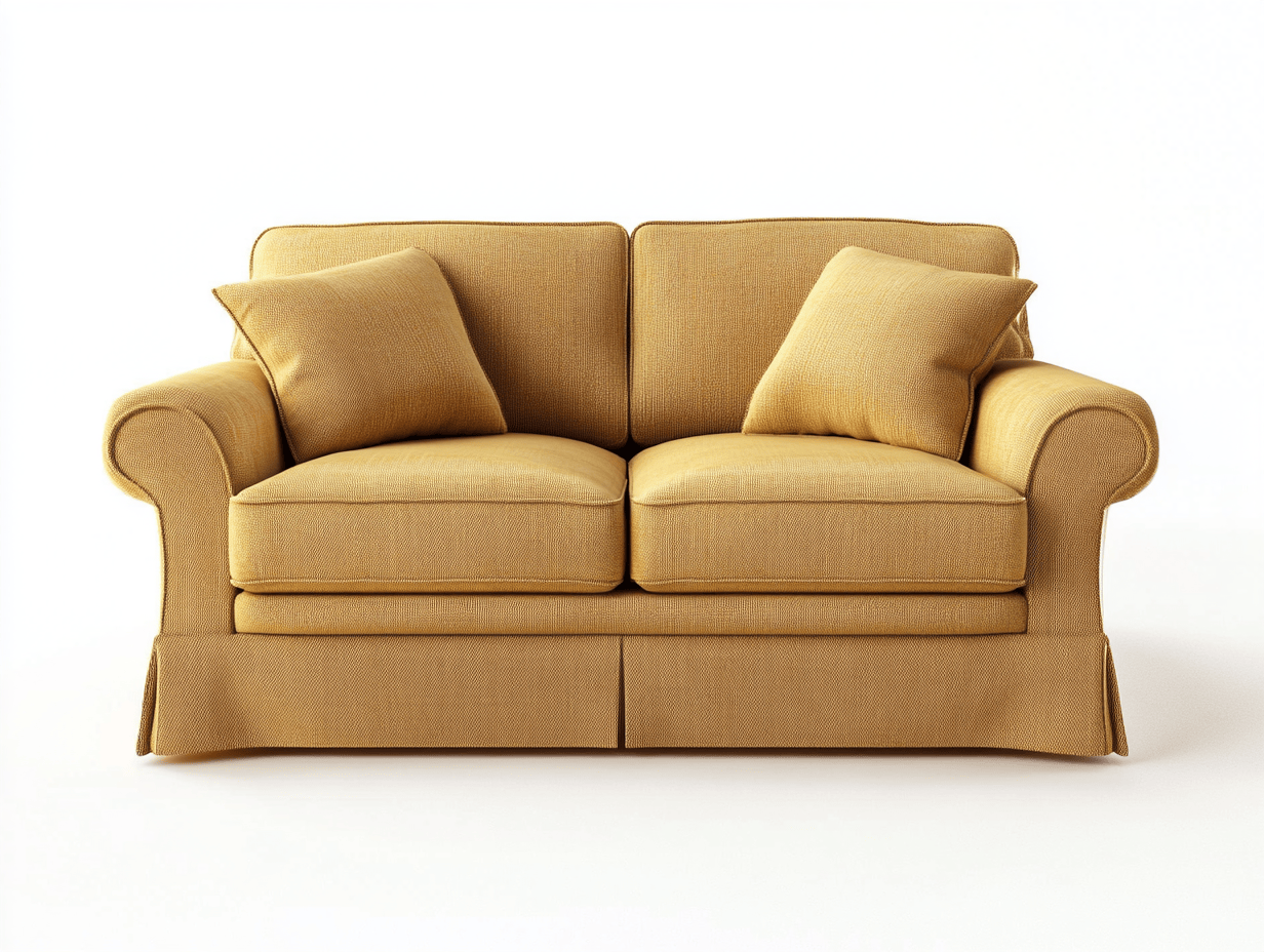 Sofá tapizado algodón amarillo dos plazas estilo clásico