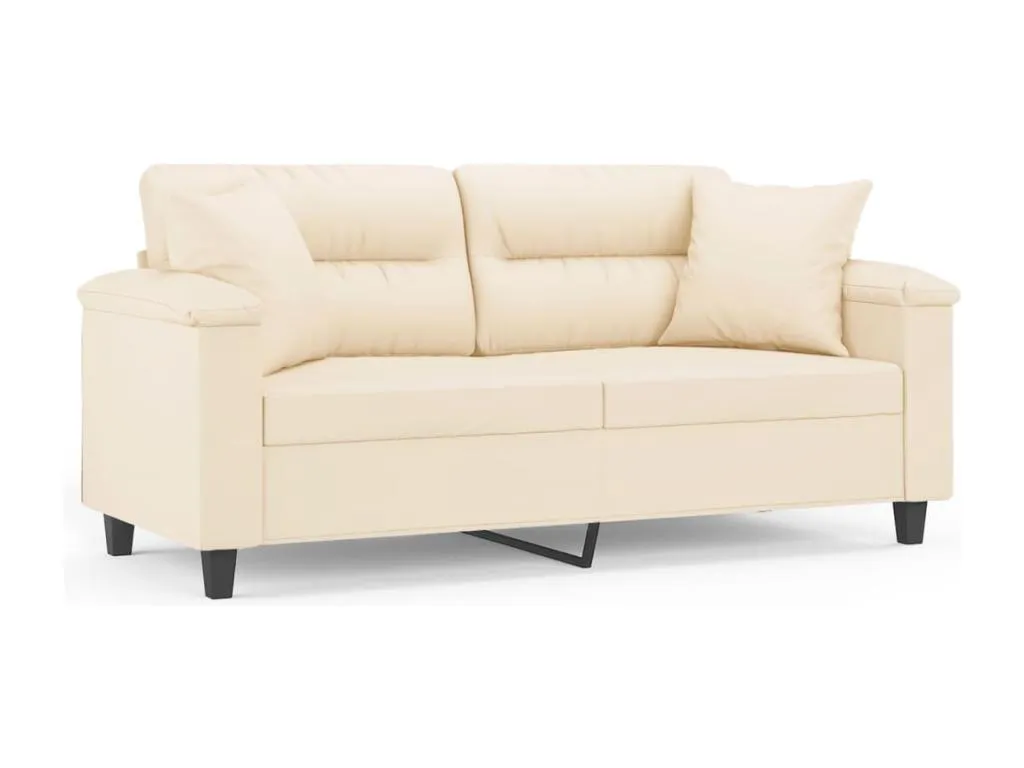 Sofá de 2 plazas con cojines tela de microfibra beige 140 cm KIWS50252