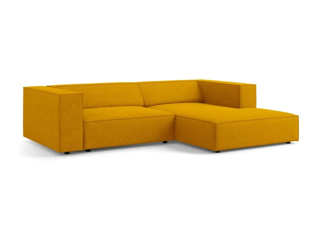 Casabellaes - Sofá esquinero derecho Casabellaes 3 plazas de tejido chenilla con efecto acanalado mostaza - 224x166x70cm LDSV48934