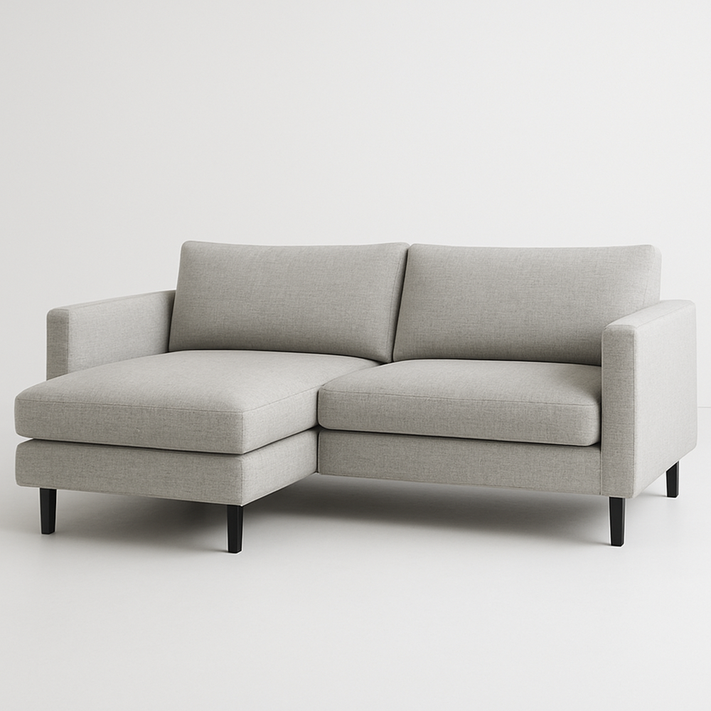 Sofá Esquinero Tela Sala de Estar Relajación 2 Plazas 250 cm x 150 cm Gris Claro Moderno Hogar