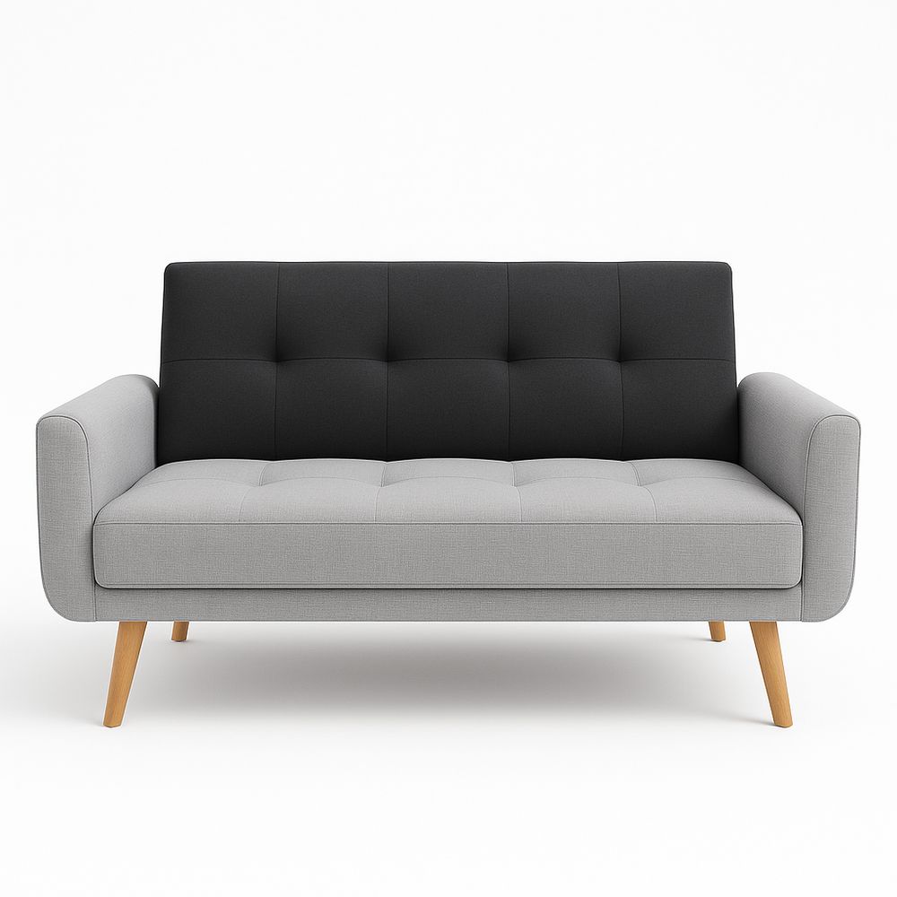 Sofá Moderno de Dos Plazas con Tapicería Bicolor, Estructura de Madera, Diseño Contemporáneo, Ideal para Salones y Espacios Reducidos