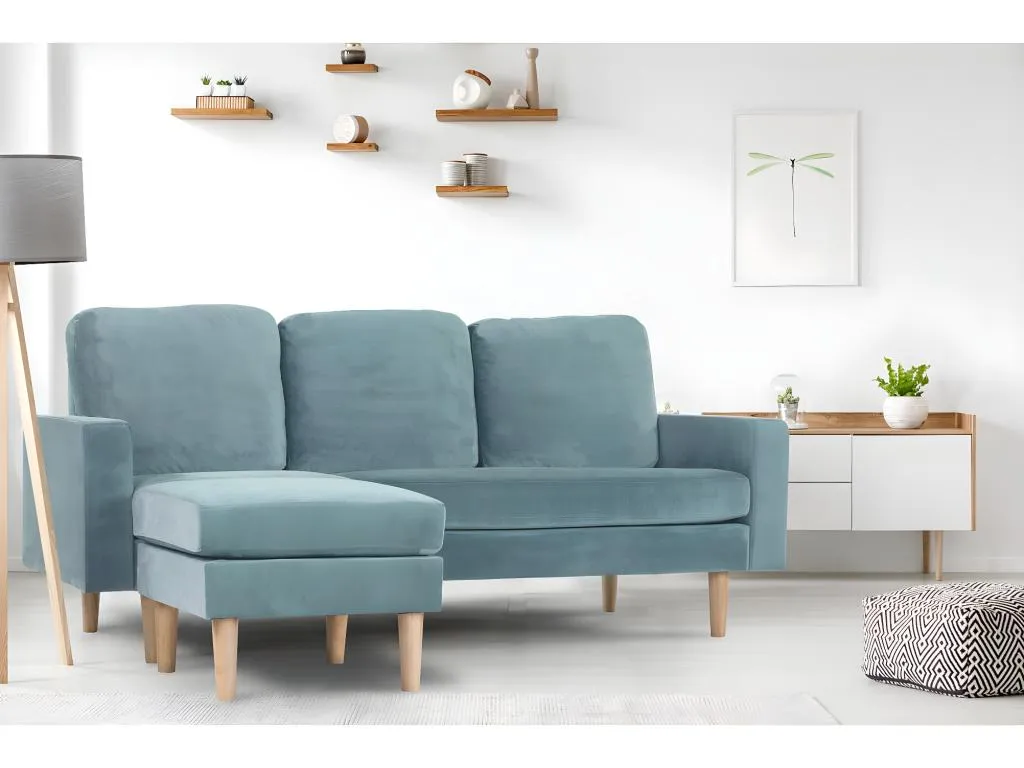 Sofá esquinero en tela Homepleno - 3 plazas - Azul Canario iqfw88868