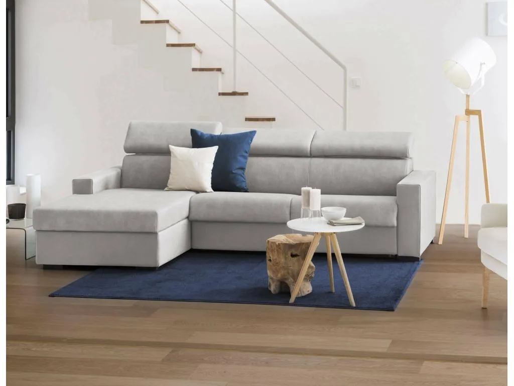Sofá fijo Sancaldeco Sofá rinconera Made in Italy Sofá de salón con chaise longue en tejido acolchado - Península contenedor izquierda GWWJ52778