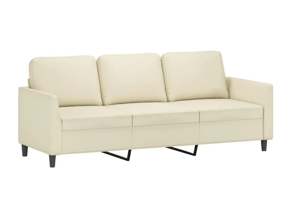 Sofá de 3 plazas de cuero sintético color crema 180 cm 35406RIWF