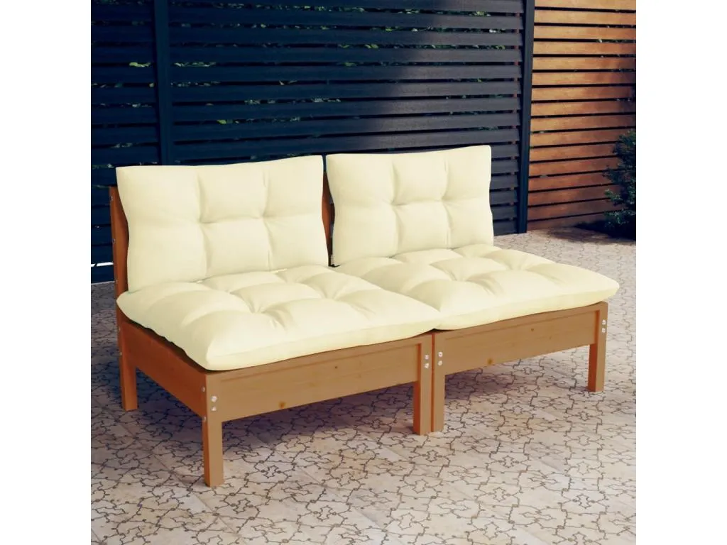 Sofá de jardín de 2 plazas con cojines Decounico maciza Decounico crema