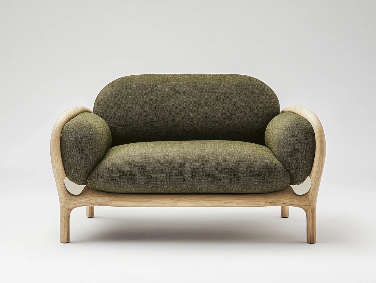 Sofá de dos plazas tapizado en tela verde estilo moderno para sala de estar estructura de madera de fresno 150cm oo1868281