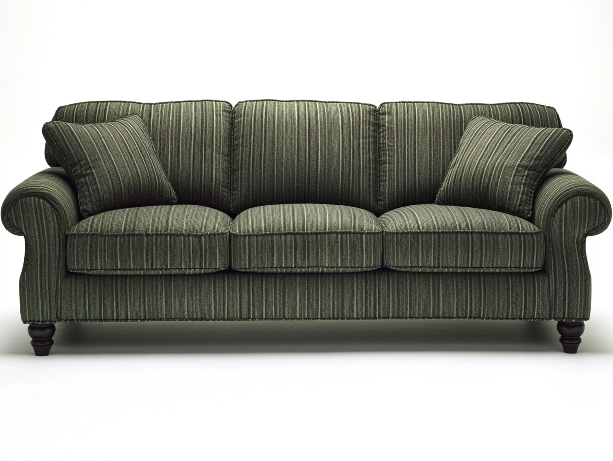 Sofá de tela rayada verde clásico de tres plazas para sala de estar estilo tradicional 210x90x85 cm EM9096918