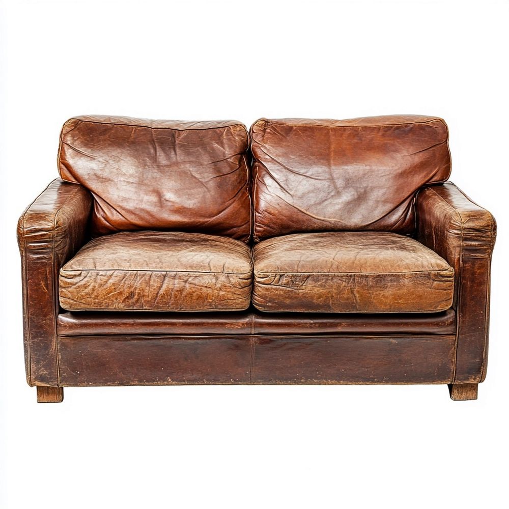 Sofá de dos plazas de cuero genuino con cojines desmontables y relleno de espuma 150x90x80 cm Marrón