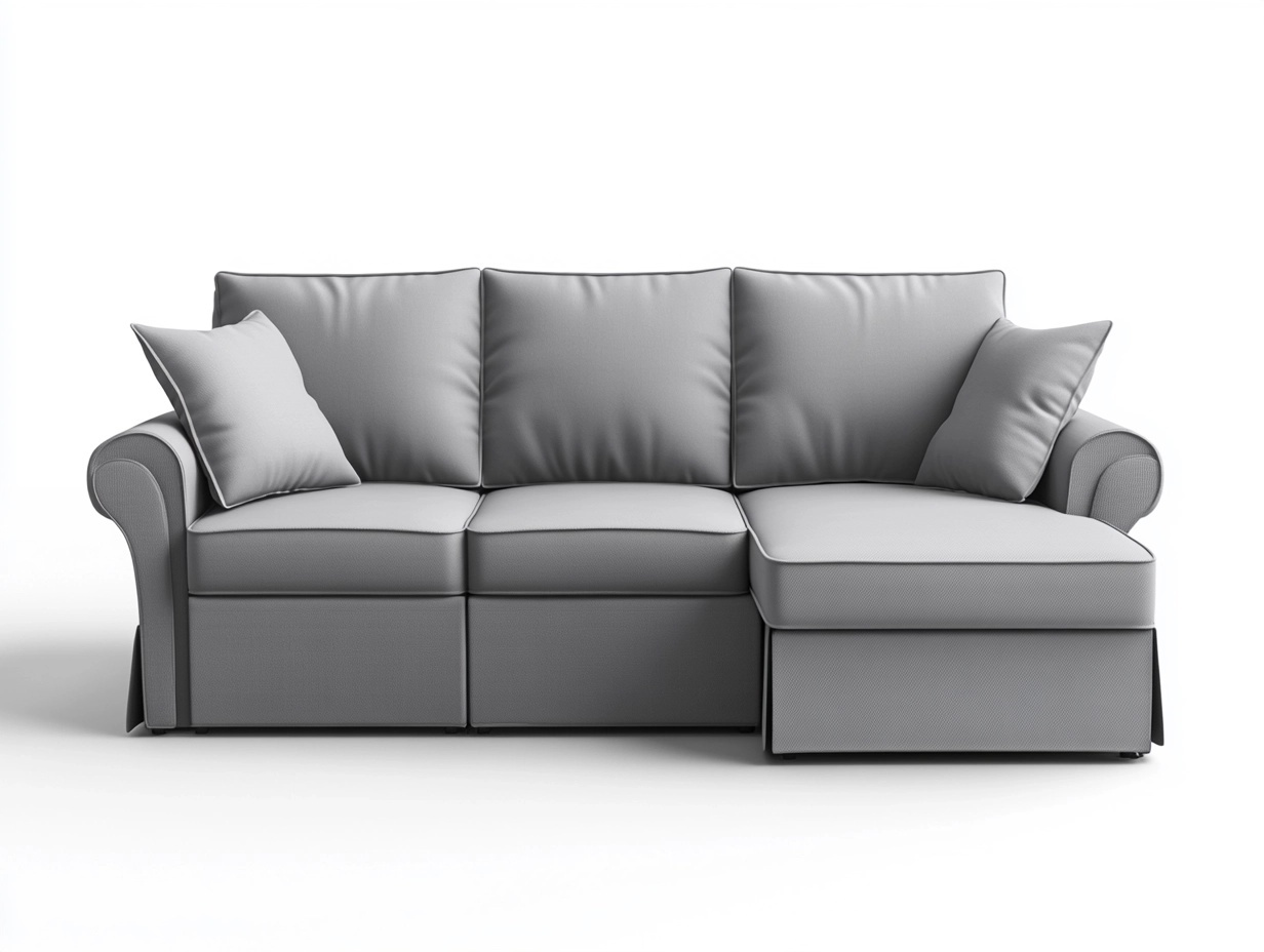 Sofá seccional gris de 3 plazas con chaise longue para sala de estar estilo contemporáneo tapizado en tela 250x90x85 cm