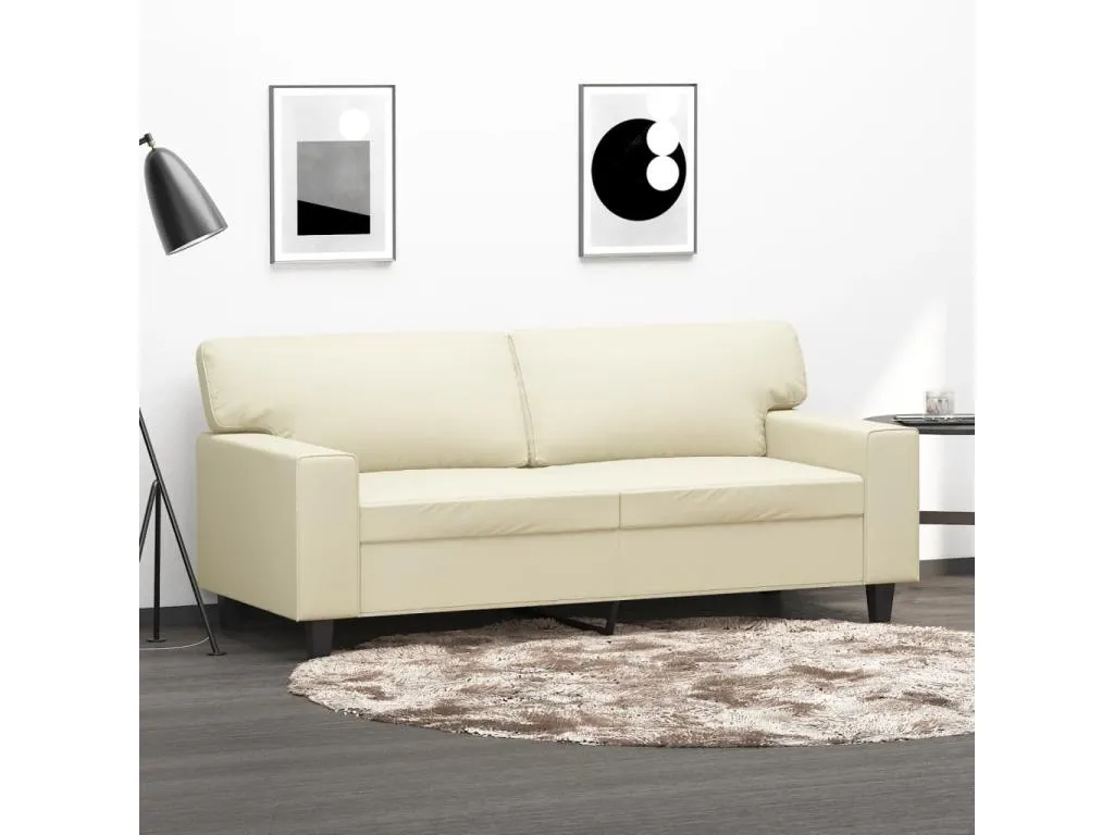 Sofá de 2 plazas de cuero sintético color crema 140 cm UQWZ17093