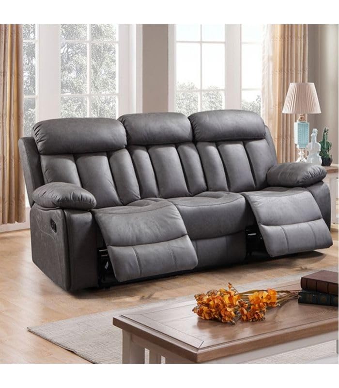 Sofá reclinable 3 plazas tejido marengo