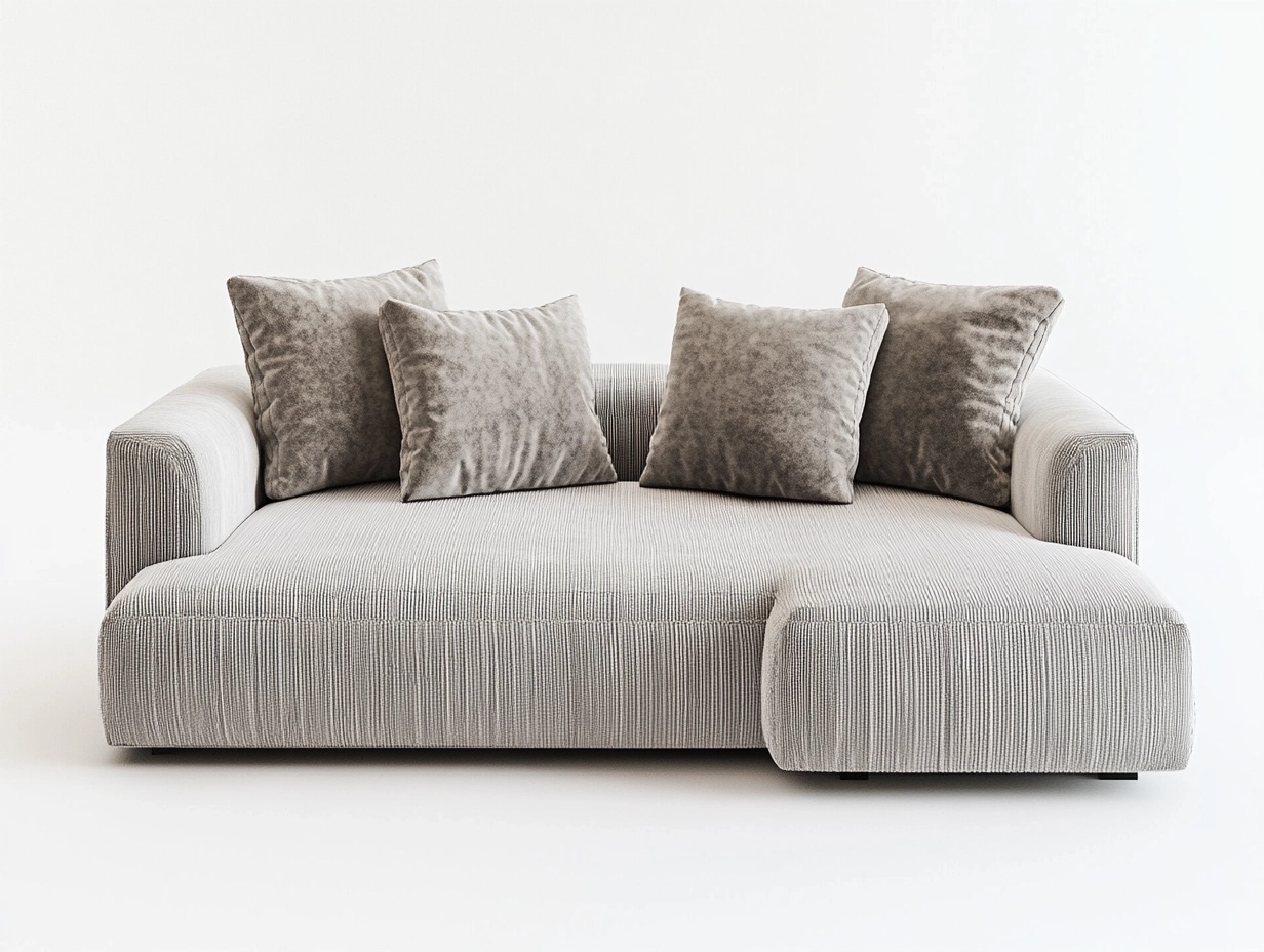 Sofá chaise longue moderno de 250x160cm para salón tapizado en tela gris estilo contemporáneo du3799923