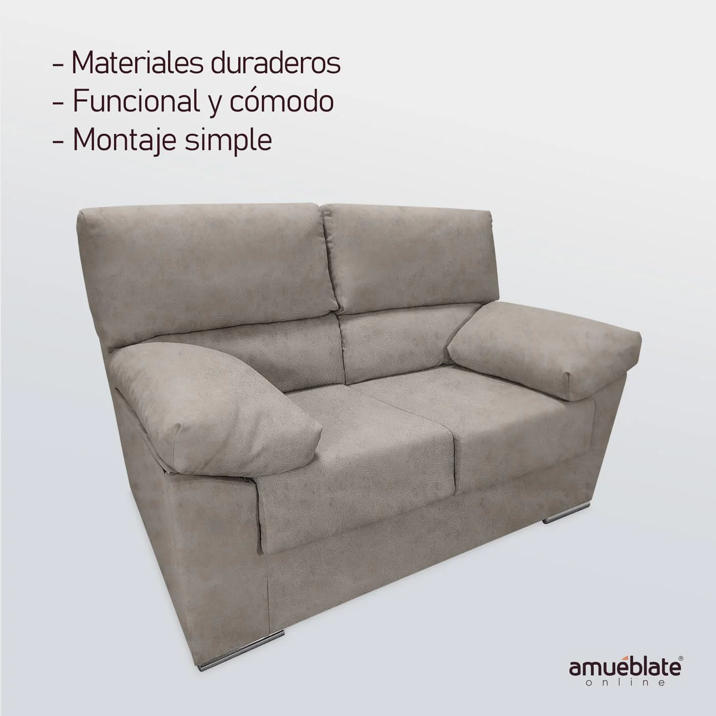 Sofá 2 plazas Nebur tapizado cemento