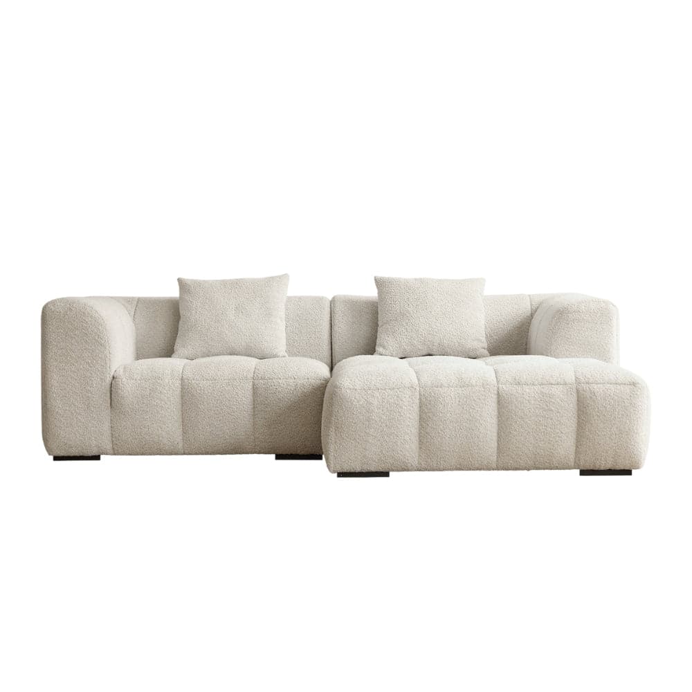 Sofá en bouclé beige de 240 cm con chaise longue derecha g4o36uz96