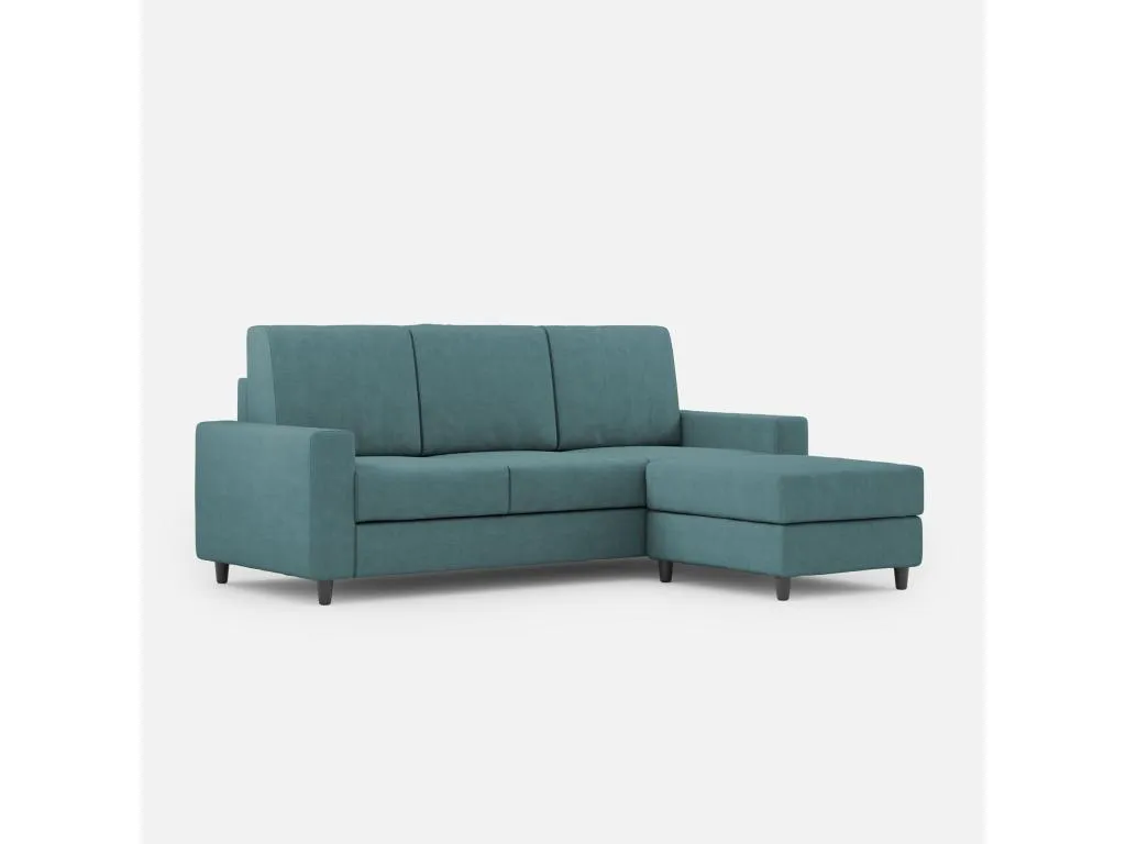 Sofá Homepleno 3 plazas (tres plazas de 60 cm) puf dimensiones exteriores L.208 P.155 color petróleo mqiw92209