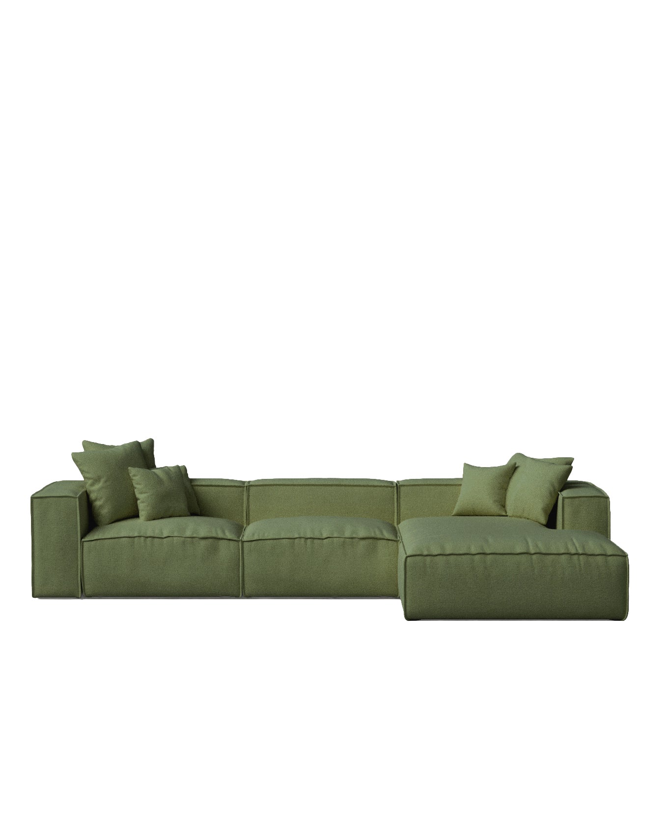 Sofá con chaise longue a la derecha, verde, 367 x 190 cm ma3776d5