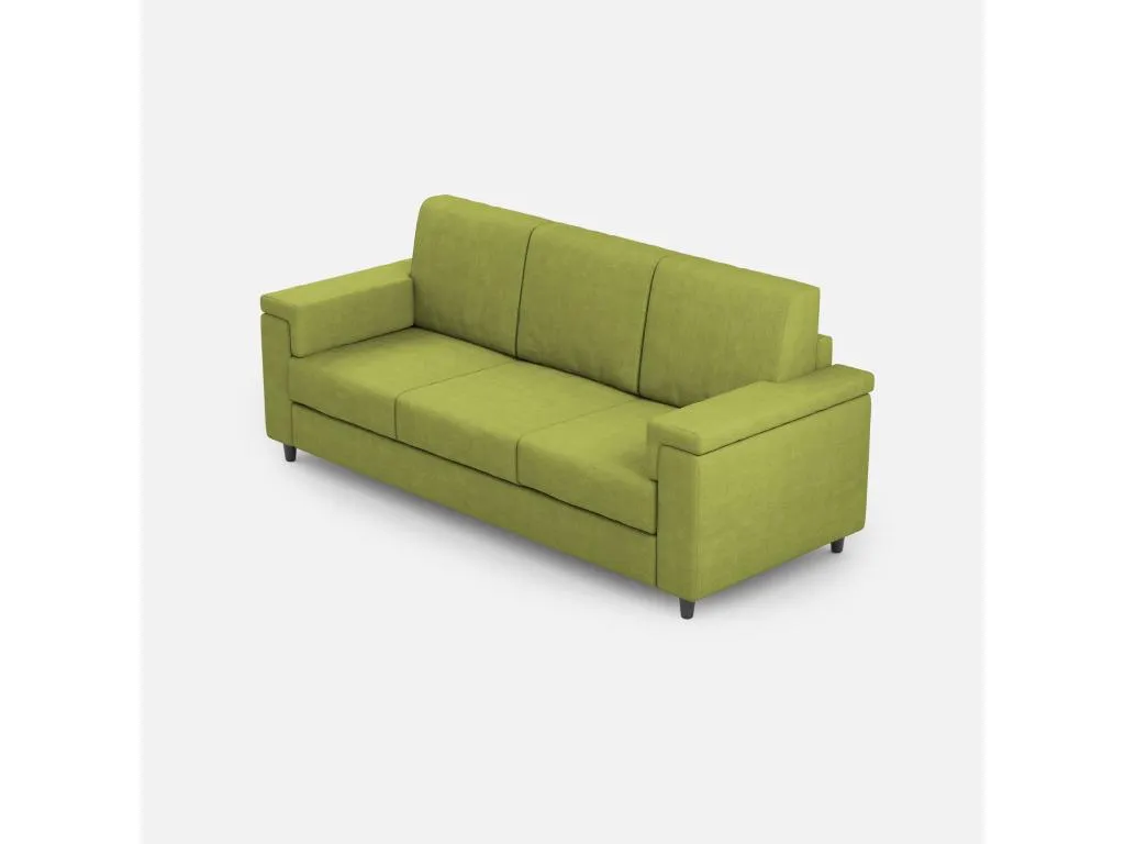 Sofá Decocasaes de 3 plazas (tres plazas de 60 cm) dimensiones exteriores L.208 cm color verde 05382vvhz