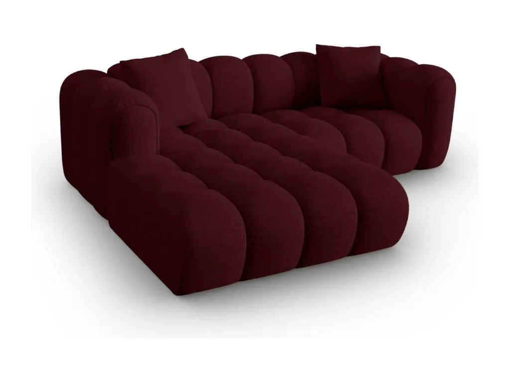 Decocasaes - Sofá esquinero modular izquierdo Decocasaes 3 plazas de tejido estructural granate - 187x190x70cm 32133ptpc