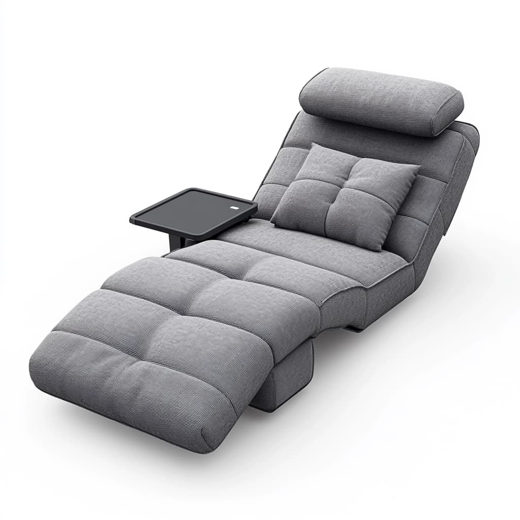 Sofá Chaise Longue Reclinable Tela Gris Estructura Metal