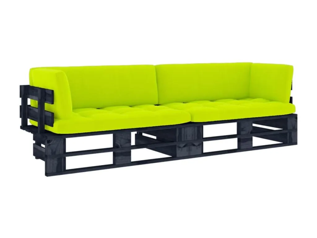 Sofá de palets 2 plazas cojines Patriciabaezcasa impregnada negro