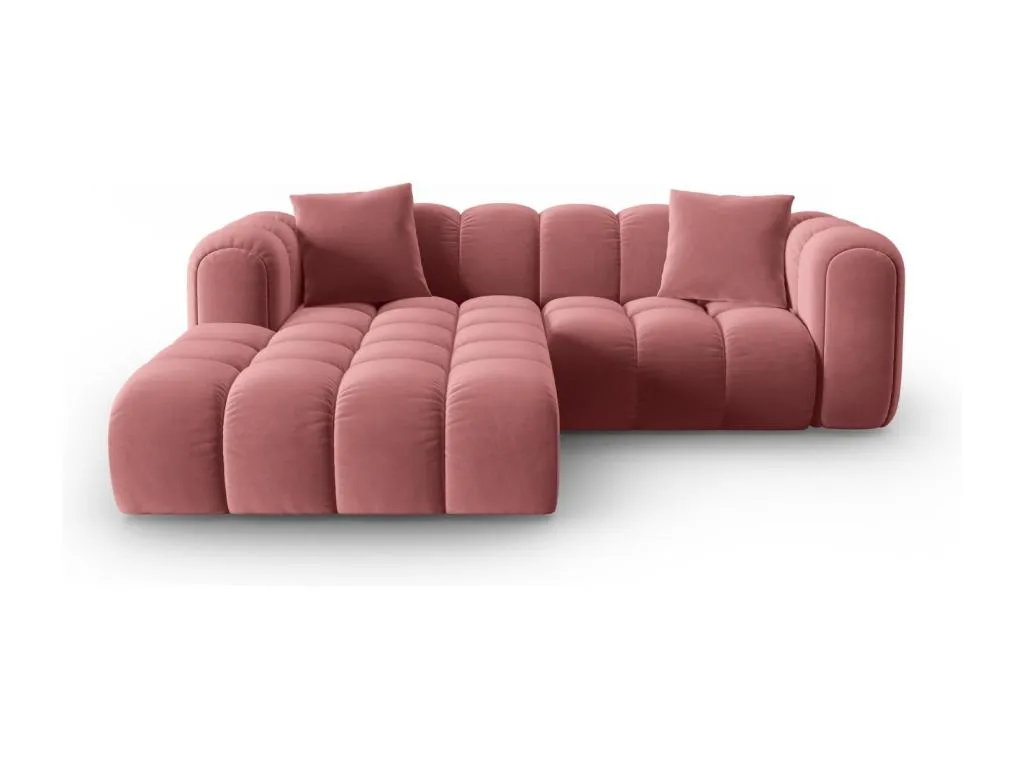 Prietocasa - Sofá esquinero modular izquierdo Prietocasa 3 plazas de terciopelo salmón - 187x190x70cm