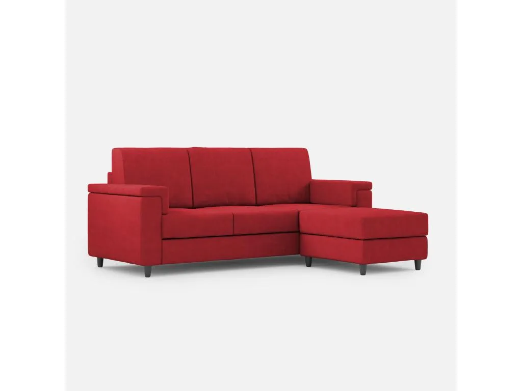 Sofá Luxmbls 3 plazas (tres plazas de 60 cm) puf dimensiones exteriores L.208 P.155 color rojo 42309PKHA