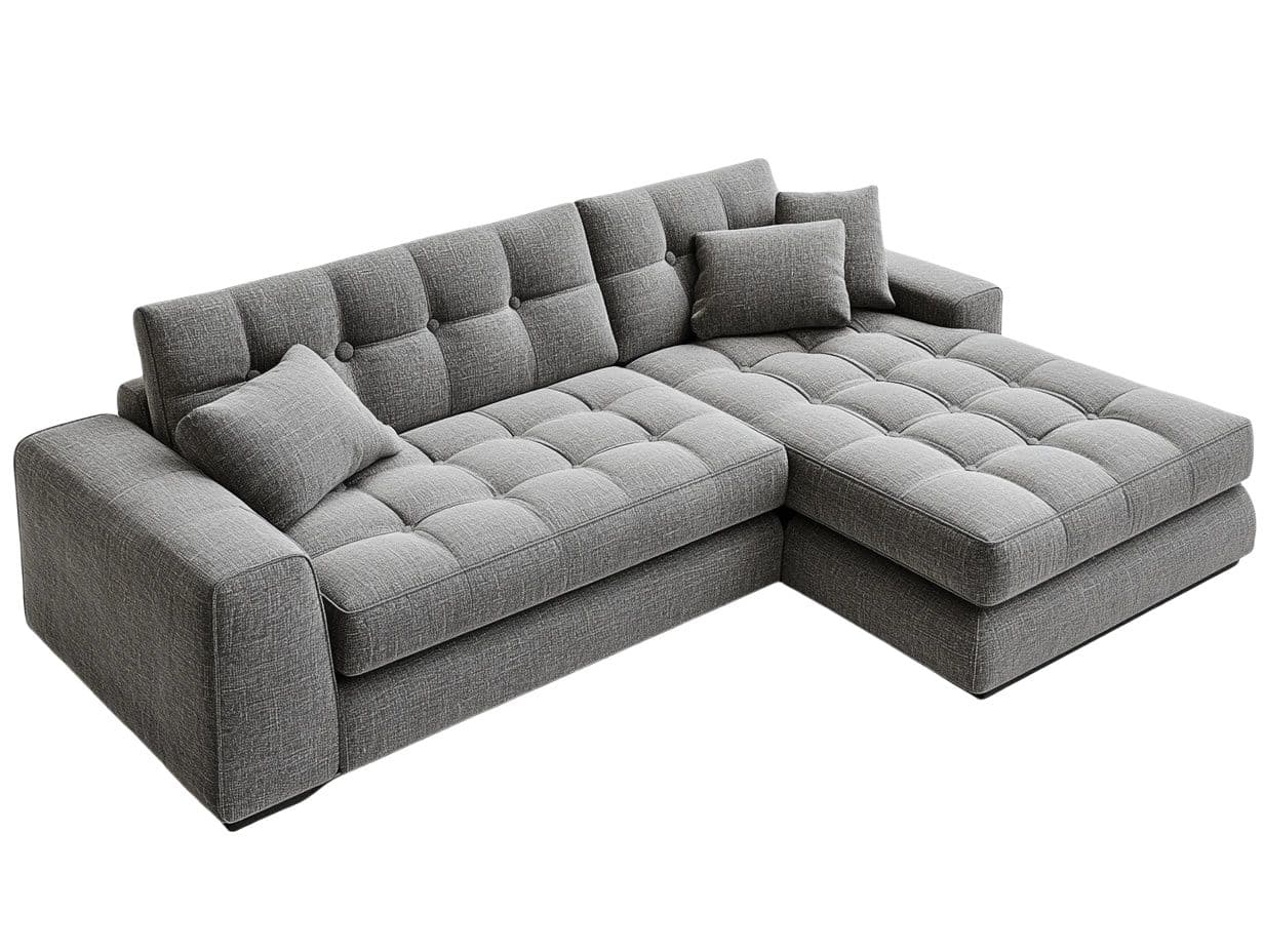 Sofá Chaise Longue Esquinero 280cm Tela Gris