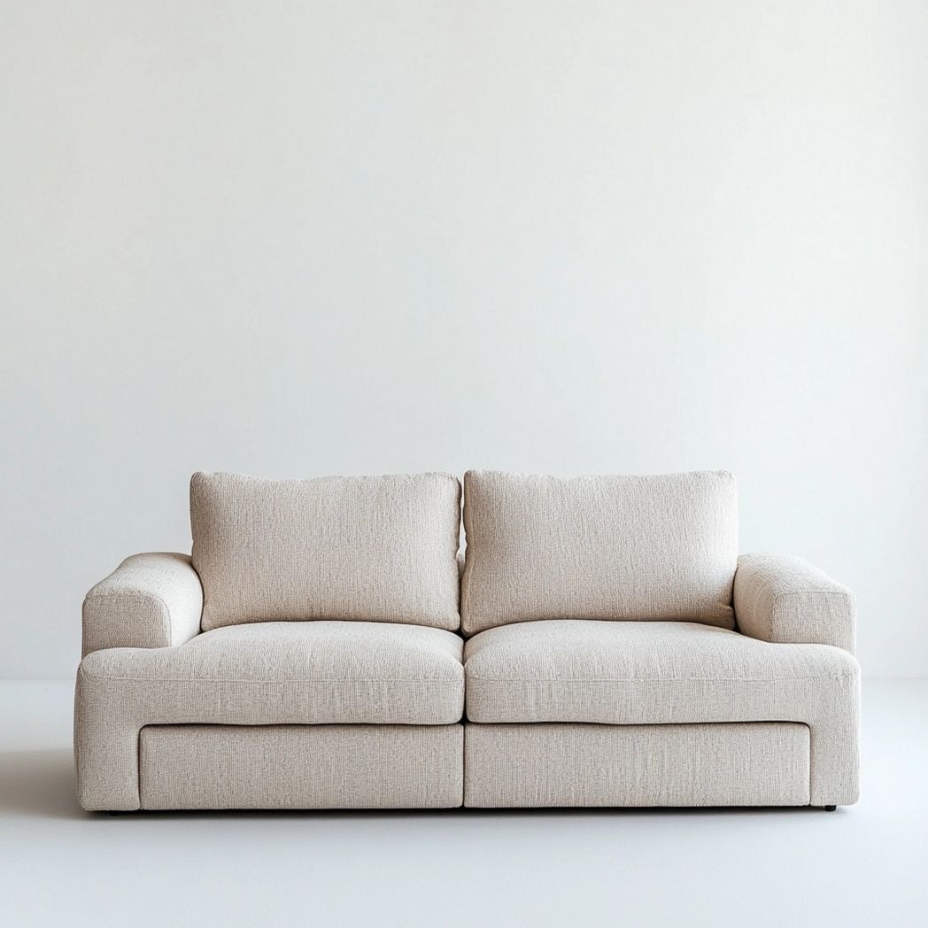 Sofá de dos plazas tapizado en algodón beige para salón 200 cm