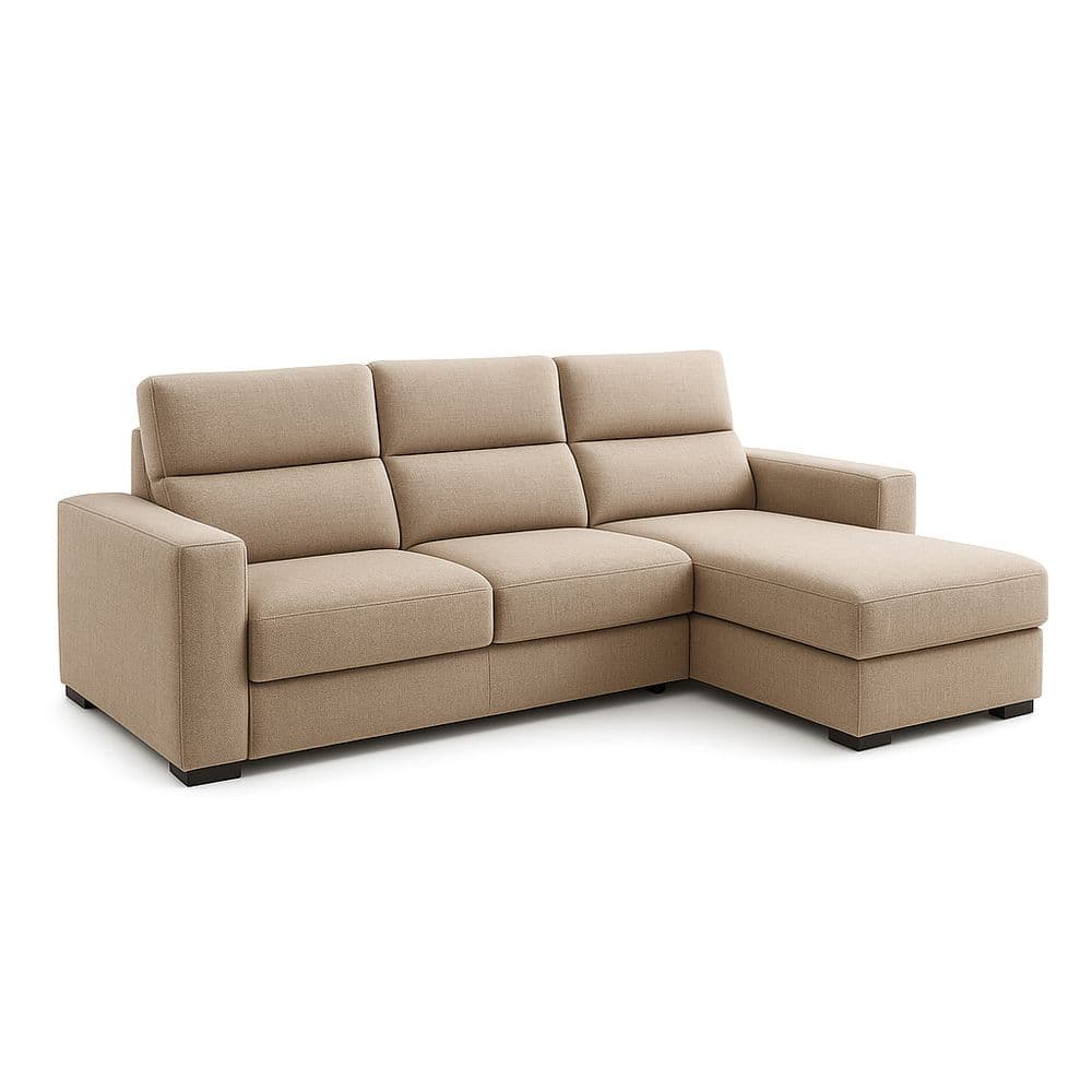 Sofá Chaise Longue Beige Tela Poliéster 260cm x 160cm