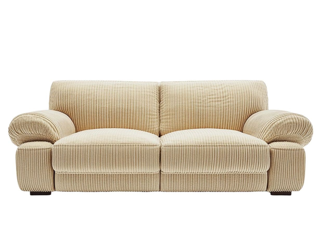 Sofá de dos plazas en terciopelo beige