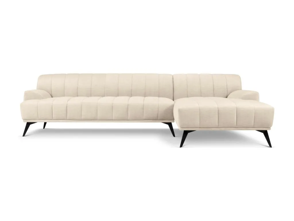 Patriciabaezcasa - Sofá esquinero derecho Patriciabaezcasa 5 plazas de terciopelo beige claro - 289x185x77cm