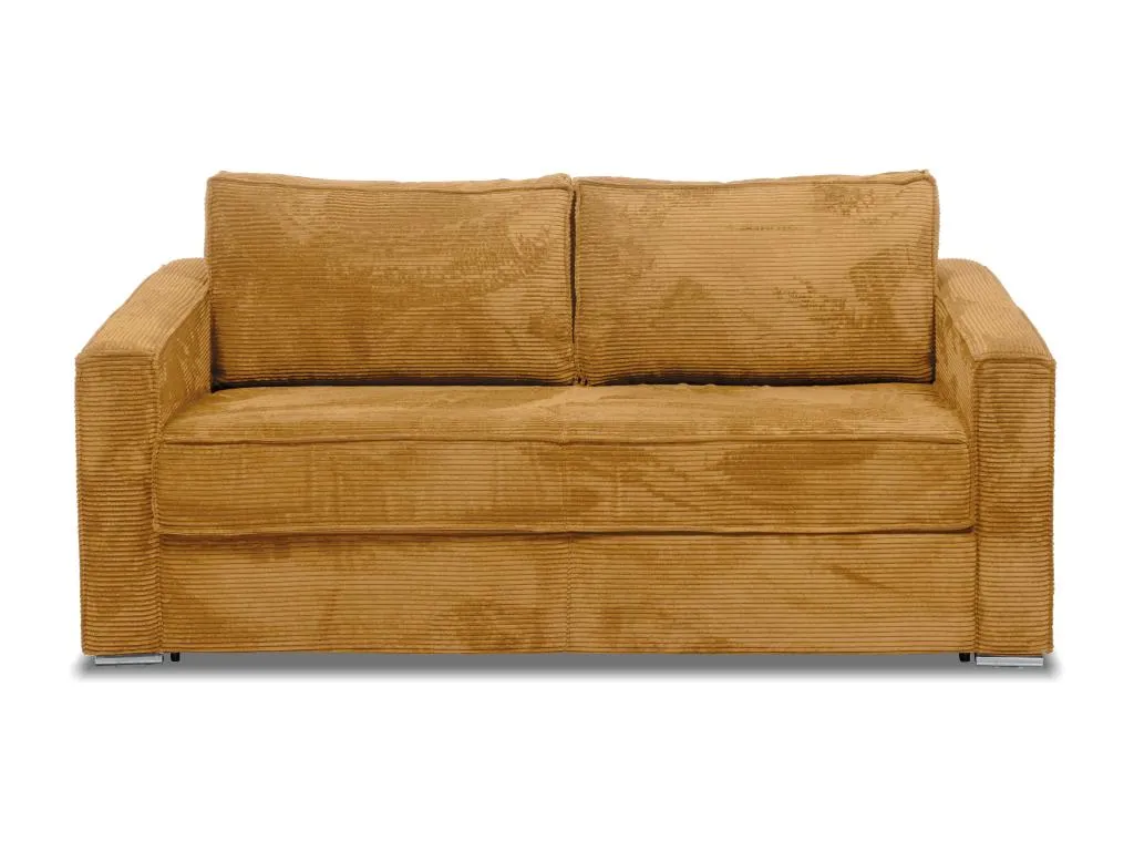 Sofá cama de 4 plazas exprés de pana amarillo mostaza - Cama de 160 cm - Colchón de 18 cm Decoencanto
