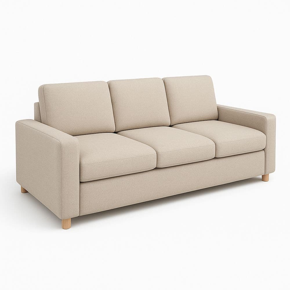 Sofá de Tres Plazas Beige con relleno de espuma de poliuretano 210x85x75 cm