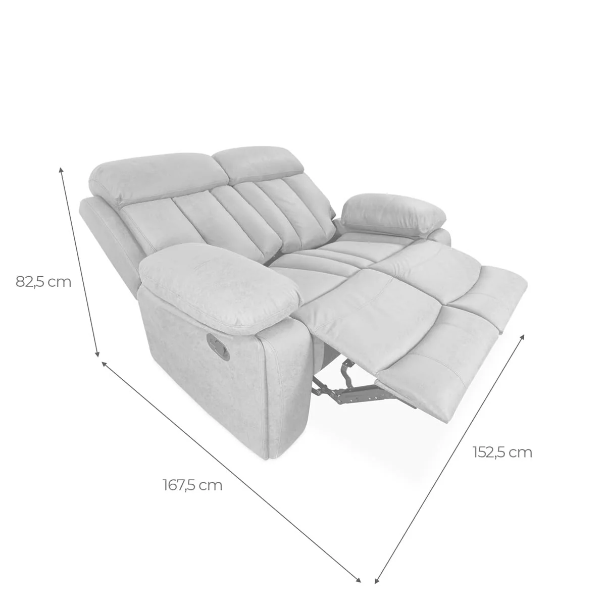 Sofá 2 plazas relax reclinable manual beige Homey