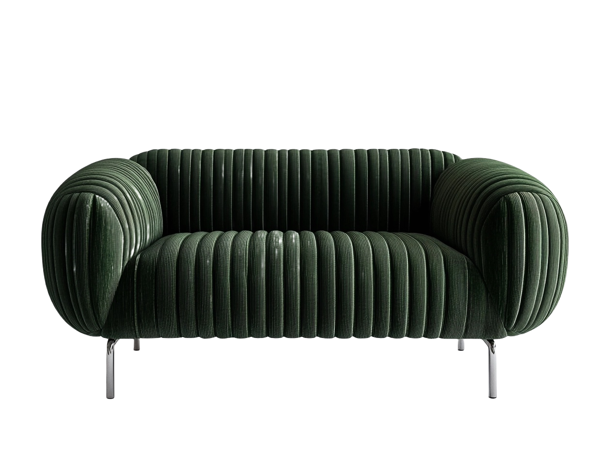 Sofá de dos plazas verde de terciopelo estilo moderno con patas de acero inoxidable ya3512726