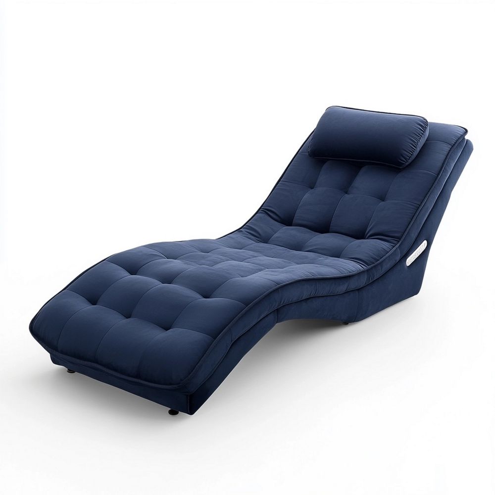 Sofá Chaise Longue Tapizado para Salón Relajación 190x80x75 cm Azul