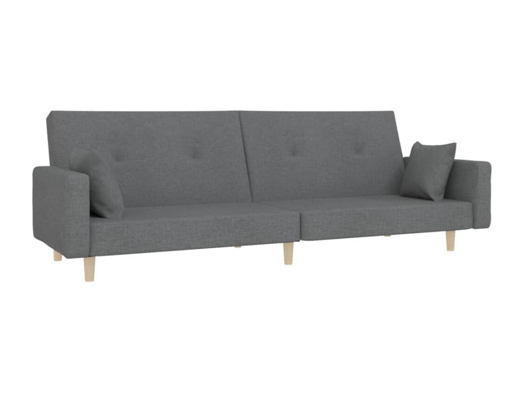 Sofá cama de 2 plazas con dos almohadas tela gris claro