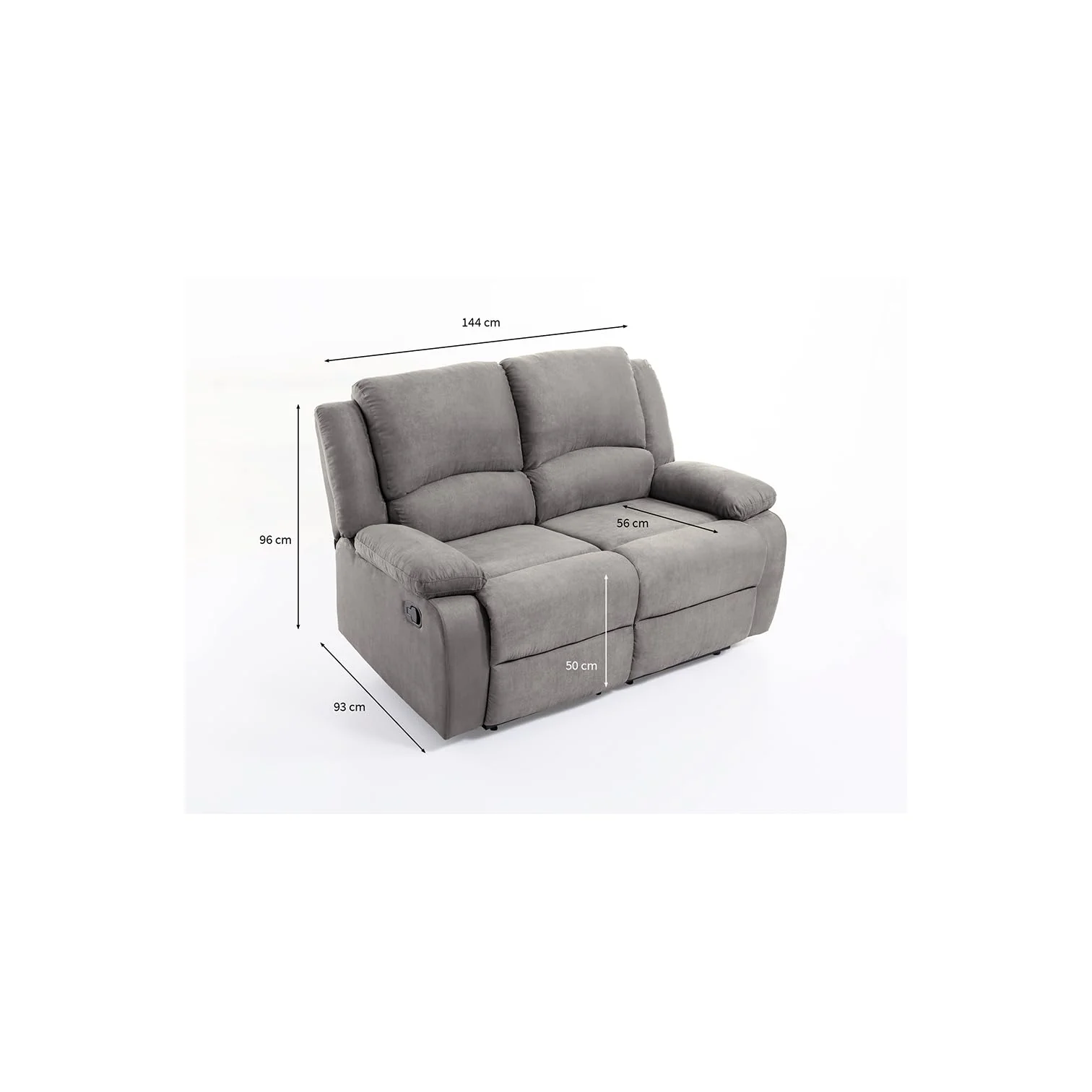 Sofá relax 2 plazas microfibra gris