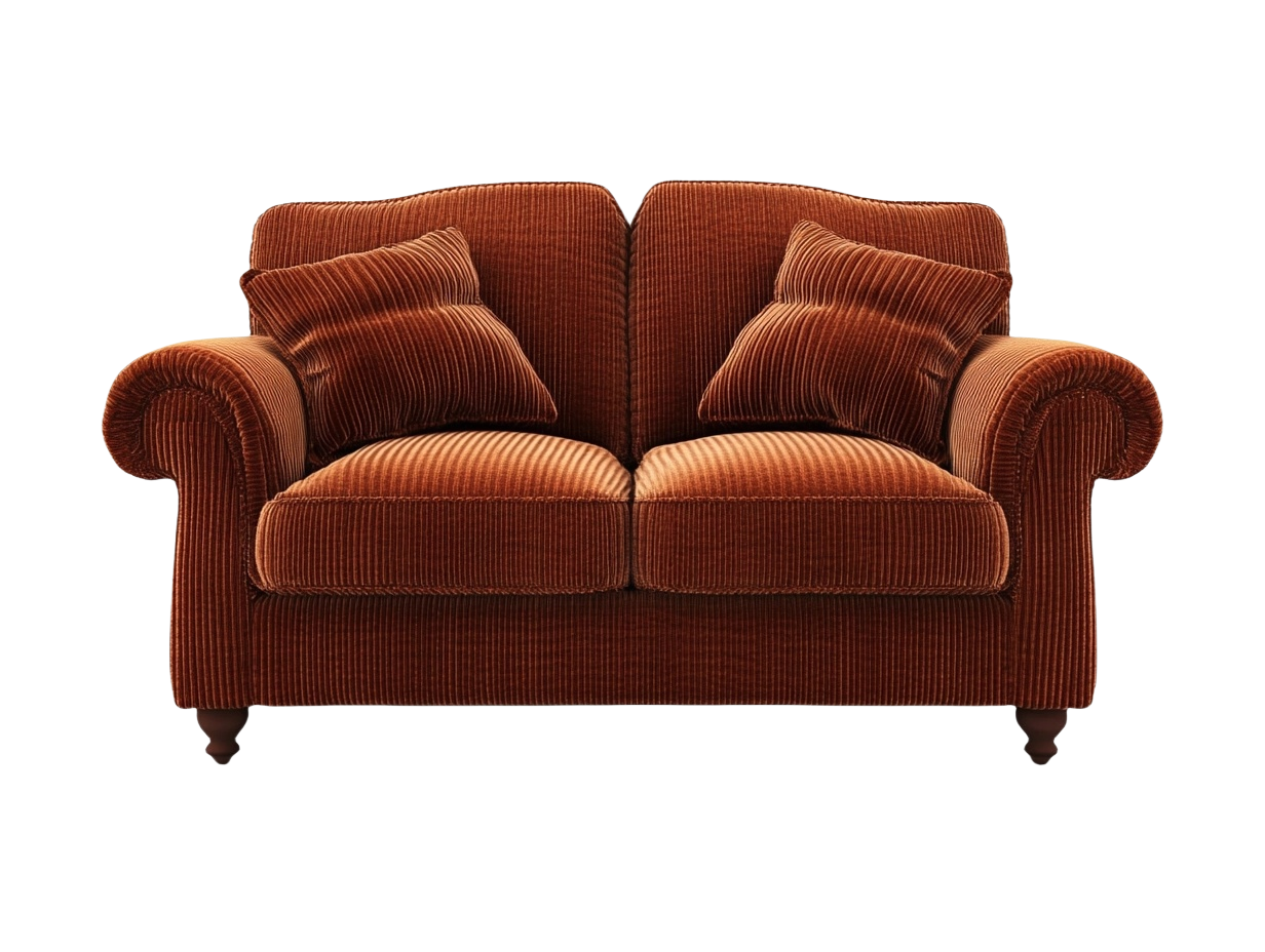 Sofá de Dos Plazas 150 cm para Sala Color Marrón Terroso de Terciopelo lx1283869