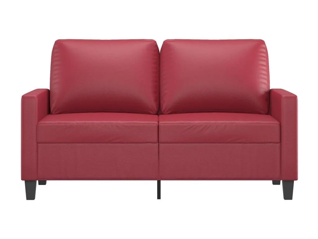 Sofá de dos plazas confeccionado en cuero sintético de color rojo vino con una longitud de 120 cm emcp79205