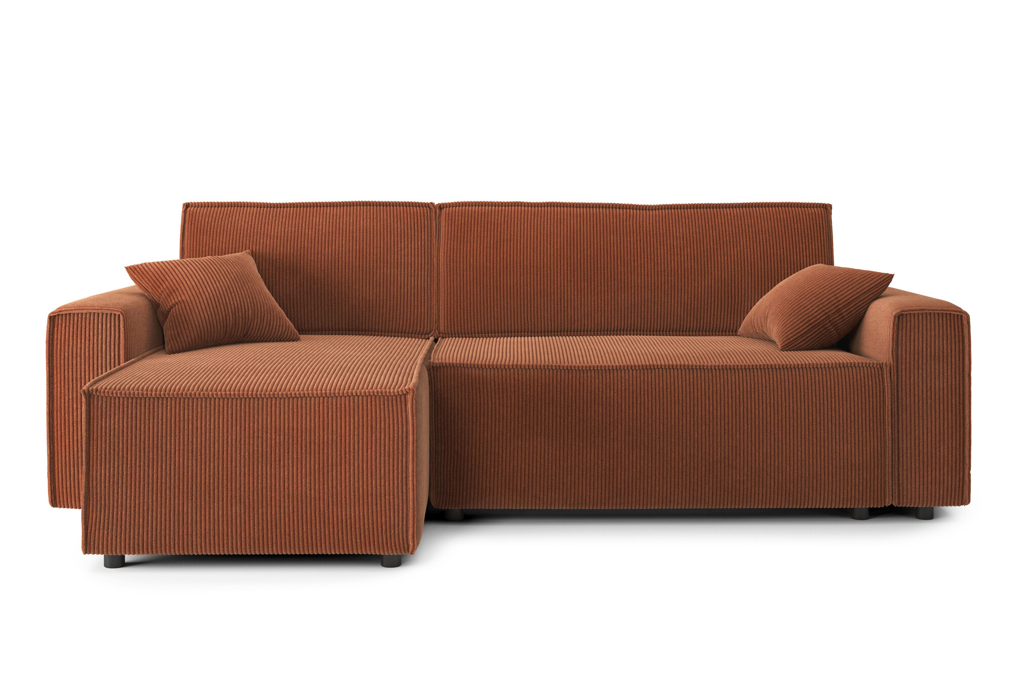 Sofá de esquina convertible en terciopelo acanalado de 4 plazas terracota ta6181k0