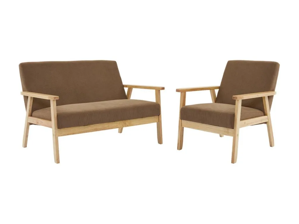 Sofá de 2 plazas y sillón de pana con patas de Alkifurniturees pardo 58144TOIG