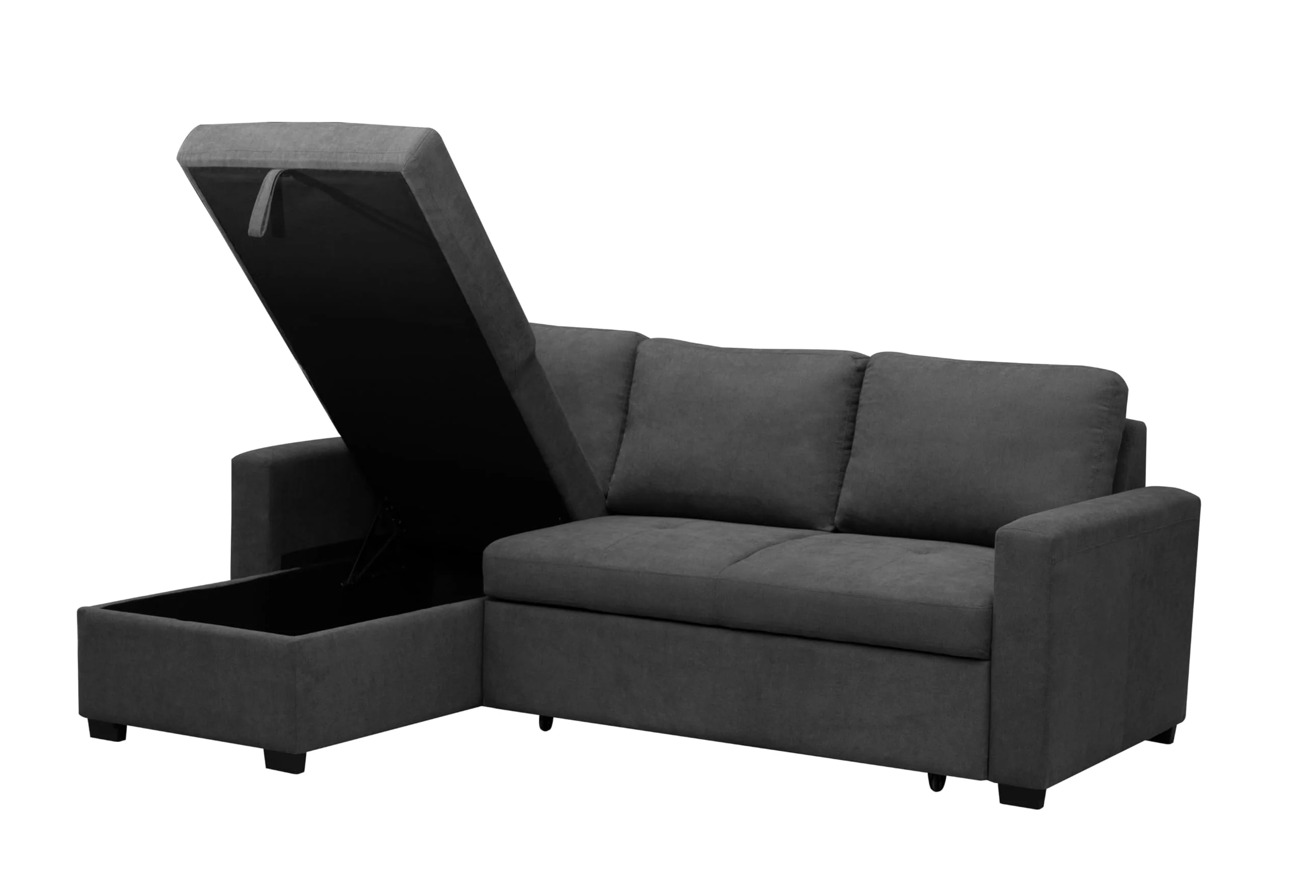 Sofá 3 plazas chaise longue convertible gris oscuro
