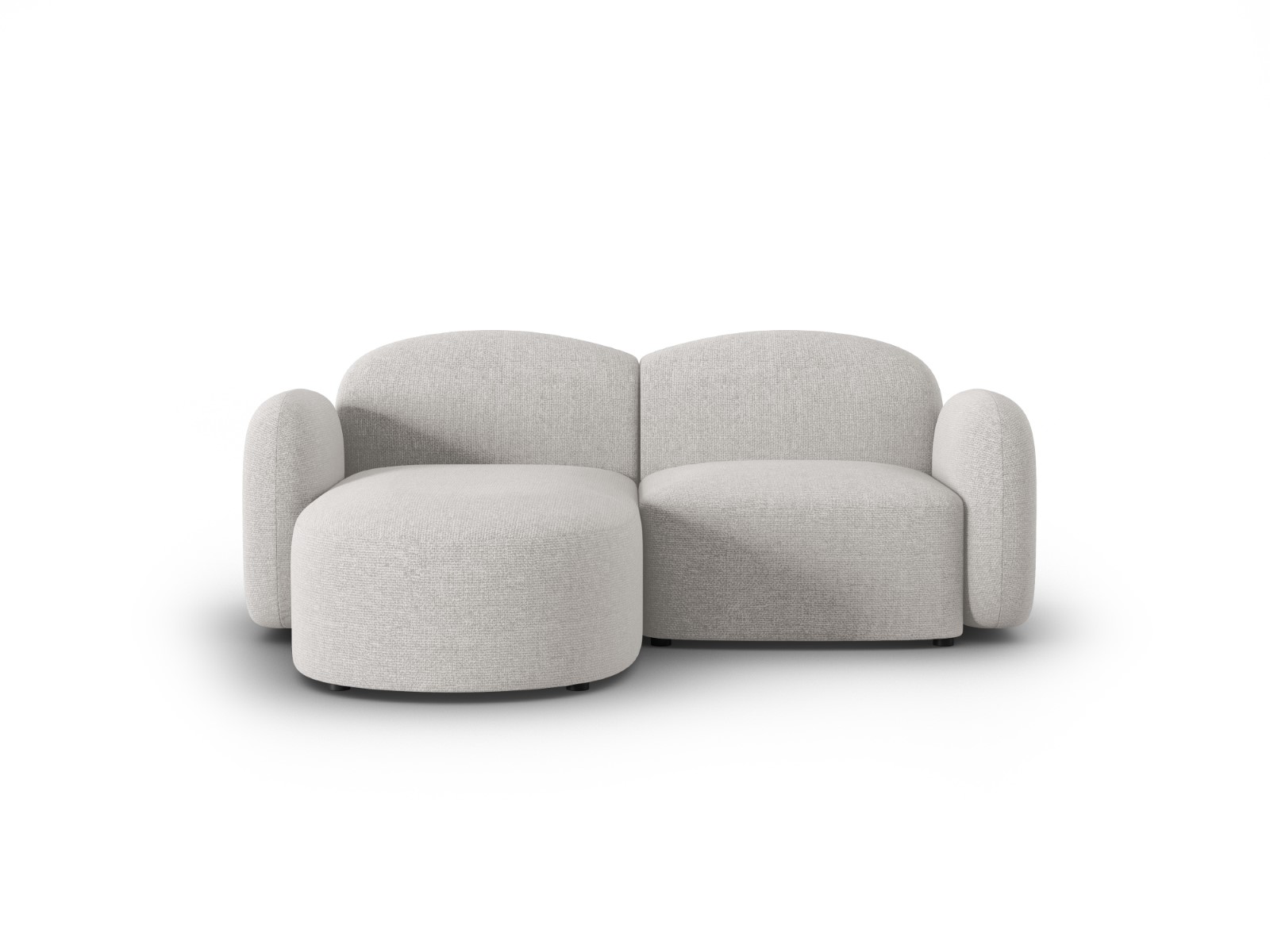 Sofá esquinero izquierdo de 3 plazas en tela chenilla plateada jaspeada va5731u3