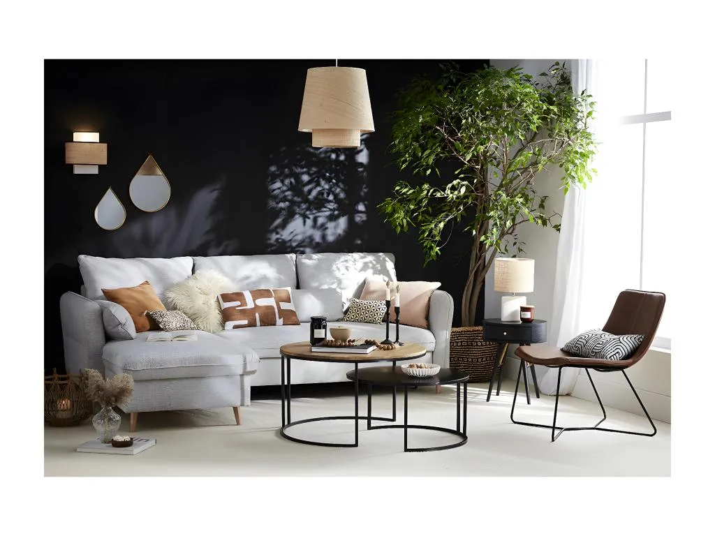 Sofá cama con chaise longue 3-4 plazas con canapé de tela azul Casabellaes y Casabellaes UAPV26029