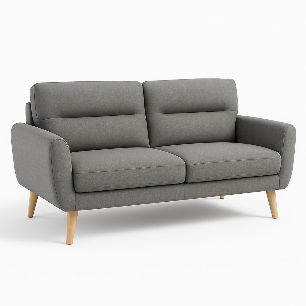 Sofá de Tela Gris Dos Plazas Estilo Nórdico para Sala de Estar