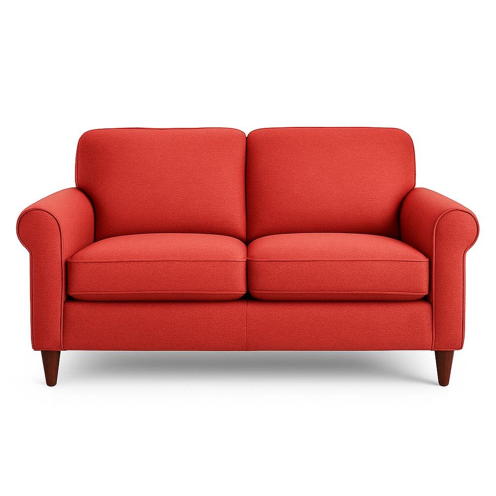 Sofá de Dos Plazas Tela Rojo Forma Rectangular